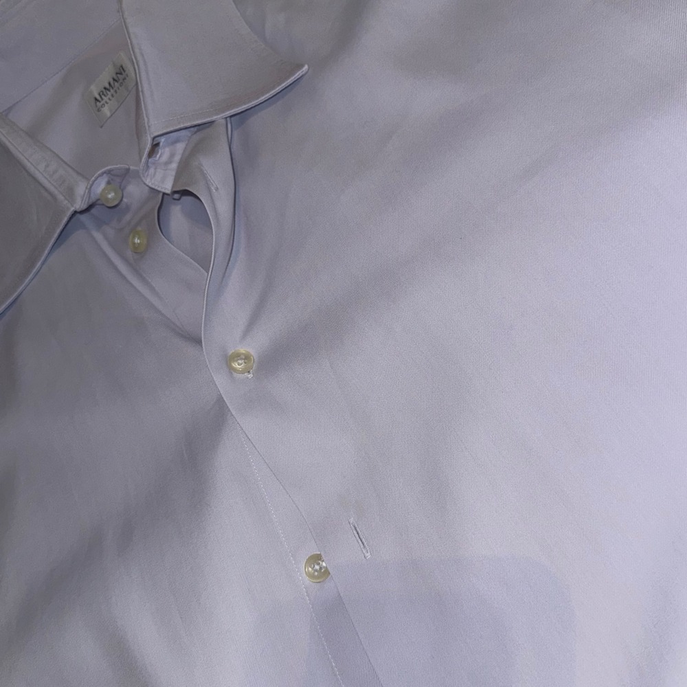 Armani Collezioni Mens Lavender Purple Cotton Twill Dress Shirt 16.5 L Italy